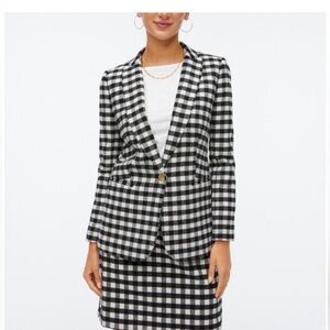 J. Crew Black and White Gingham Blazer